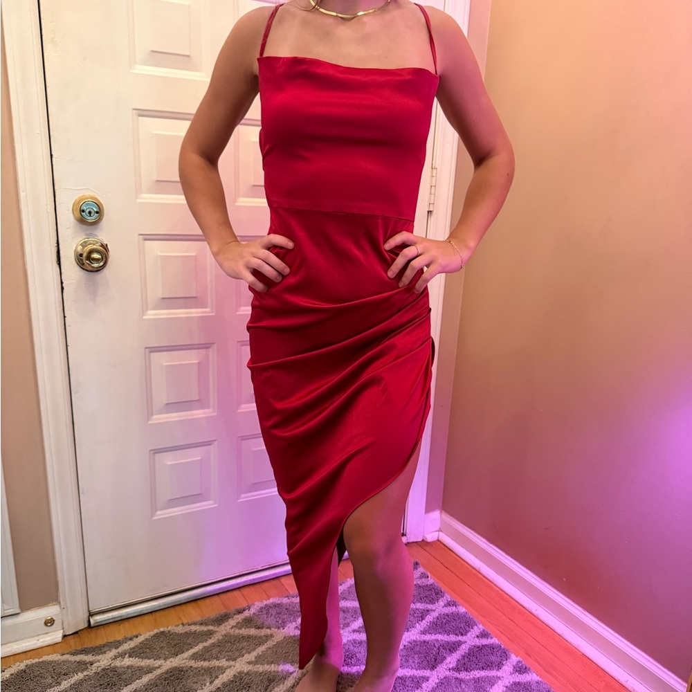 Elegant Red Asymmetrical Dress